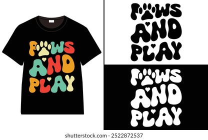 Paws and Play T-shirt design, cat typography t-shirt design, Cat day t shirt design