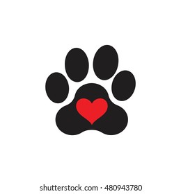 paws prints dog vector and heart