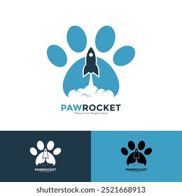 Paws Rocket Logo Vector design. Suitable for business, technology and animal