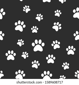 Paws seamless pattern. Dog paw texture.