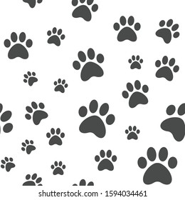 Paws seamless pattern. Dog paw texture.