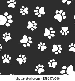 Paws seamless pattern. Dog paw texture.