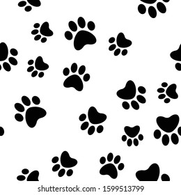 Paws seamless pattern. Dog paw texture.