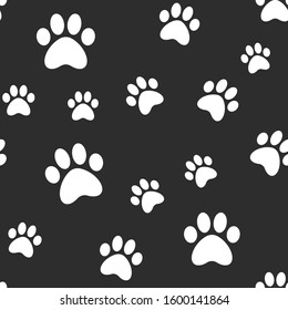 Paws seamless pattern. Dog paw texture.