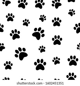 Paws seamless pattern. Dog paw texture.