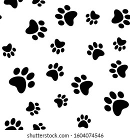 Paws seamless pattern. Dog paw texture.