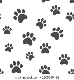 Paws Seamless Pattern. Dog Paw Texture.