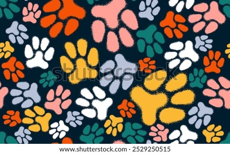 Cat’s paws seamless pattern spray paint vector. Spray paws paint pattern. Hand drawn colorful paw prints. Cute paw cat seamless pattern. Colored foot prints. Pattern hand drawn colorful paw prints.