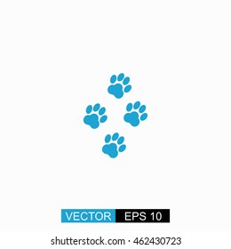 Paws vector. Isolated blue icon on white background.