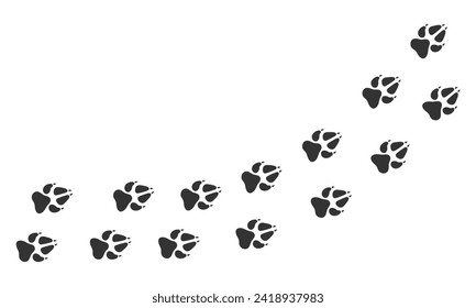 Paws of a wolf. Animal paw prints, diagonal animal tracks for prints. Vector illustration. svg