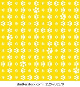 Paws yellow pattern, paw background, vector illustration