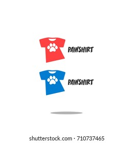 Pawshirt animal foot print t-shirt logo for pet shop etc