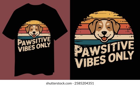 Pawsitive Vibes Only - Vintage Cat Lover T-Shirt