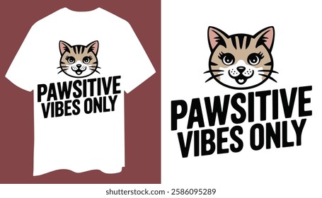 Pawsitive Vibes Only - Vintage Cat T-Shirt