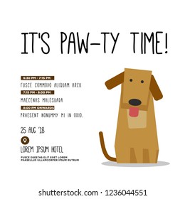 It's Paw-ty Time Party Invitation Design with Dog Illustration