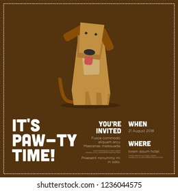 It's Paw-ty Time Party Invitation Design with Dog Illustration