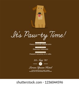 It's Paw-ty Time Party Invitation Design with Dog Illustration