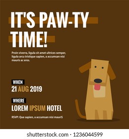 It's Paw-ty Time Party Invitation Design with Dog Illustration