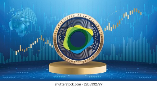 Pax Dollar USDP crypto currency coin logo and symbol over financial infographic background. Futuristic technology vector illustration banner and wallpaper 