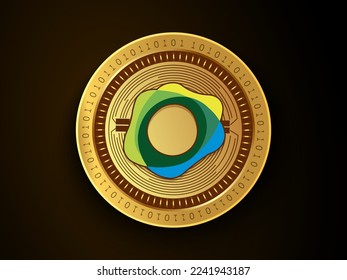 Pax Dollar (USDP) crypto currency symbol and logo on gold coin. Virtual money concept token based on blockchain technology. 
