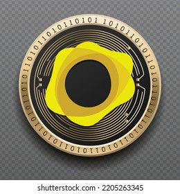 Pax Gold (PAXG) cryptocurrency golden coin isolated in transparent background. Virtual currency token symbol vector illustration based on cryptography and block chain technology.
