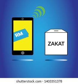 Pay alms or zakat via online service accessible through smartphone app