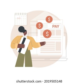 Pay a balance owed abstract concept vector illustration. Making credit payment, pay owed money to a bank, irs balance due, debt consolidation and management, taxpayer bill abstract metaphor.