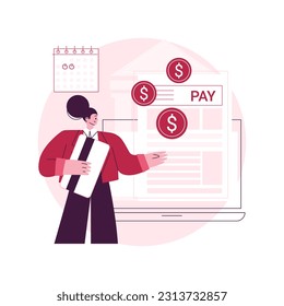 Pay a balance owed abstract concept vector illustration. Making credit payment, pay owed money to a bank, irs balance due, debt consolidation and management, taxpayer bill abstract metaphor.