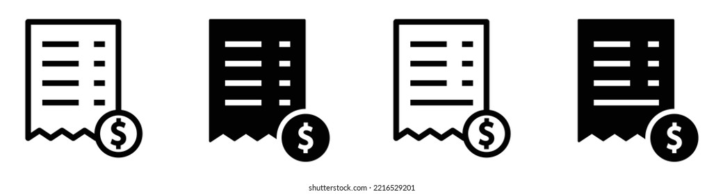 Pay bill icon. Paper bill icon. Receipt icon, vector illustration