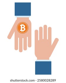 pay with bitcoin crypto money in hand icon 