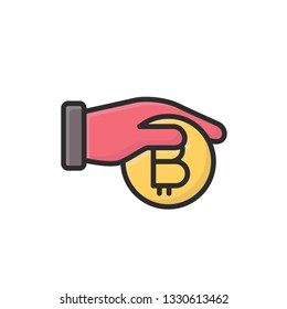 pay with bitcoin icon. cryptocurrency icon flat design