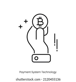 pay with bitcoin icon. Outline style icon design isolated on white background