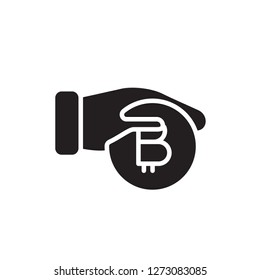pay with bitcoin icon vector glyph style