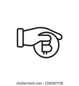 pay with bitcoin icon vector line style