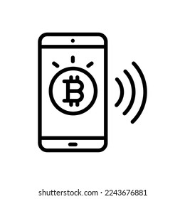 Pay With Bitcoin icon in vector. Logotype