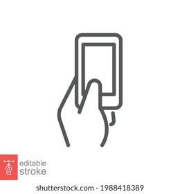 Pay business easily line icon. contactless credit card payment smart technology finger show concept wireless payment. Outline Editable stroke. Vector illustration. Design on white background. EPS 10