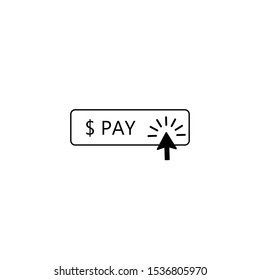 pay button and click mouse in the middle and white background