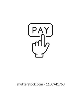 Pay button with hand cursor line icon