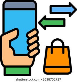 Pay Button Icon Lineal Color Vector Illustration