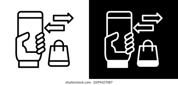 Pay Botón Icon Ilustración vectorial negro blanco