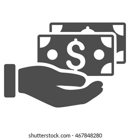 Pay by Cash icon. Vector style is flat iconic symbol with rounded angles, gray color, white background.