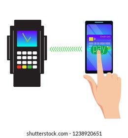 pay by phone vector illustration, flat style