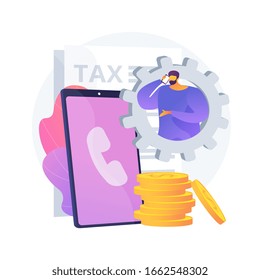 Pay call. Communicating through smartphone. Telephone contact, help line, client support. Solving problems with phone consultant. Talking on cellphone. Vector isolated concept metaphor illustration.