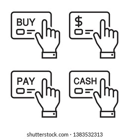 Pay with card icon set. Line vector. Isolate on white background.