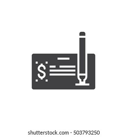 pay check icon vector, filled flat sign, solid pictogram isolated on white, logo illustration