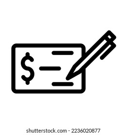 Diseño de icono de línea de cheque de pago