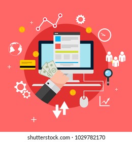 Pay click pink concept for your design eps vector 10