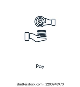 Pay concept line icon. Linear Pay concept outline symbol design. This simple element illustration can be used for web and mobile UI/UX.