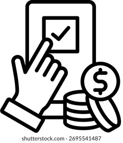Ícone de Confirmação de Pagamento - Ilustração do Vetor de Linha