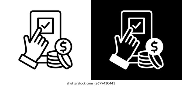 Icono de confirmación de pago Ilustración vectorial whiteblack